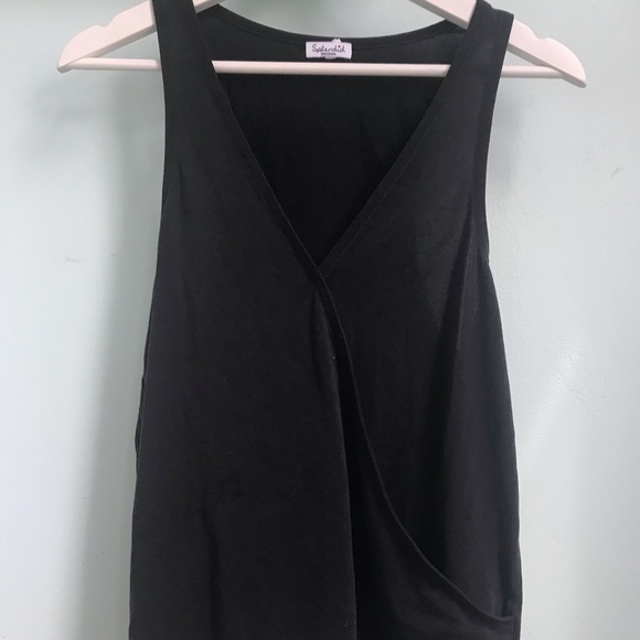 Splendid Black Sandwash Jersey Cross Front Tank - Picture 4 of 6